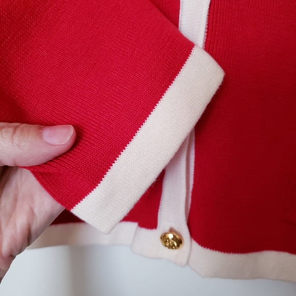 Talbots Classic Red Fine Knit Cardigan Sweater - Picture 9 of 14